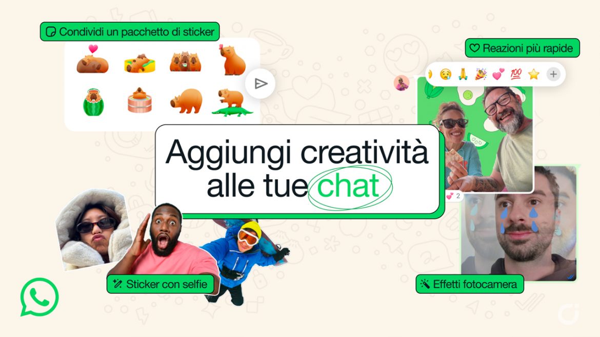 WhatsApp si aggiorna: reazioni con doppio tocco, selfie stickers e nuovi effetti per chat e video